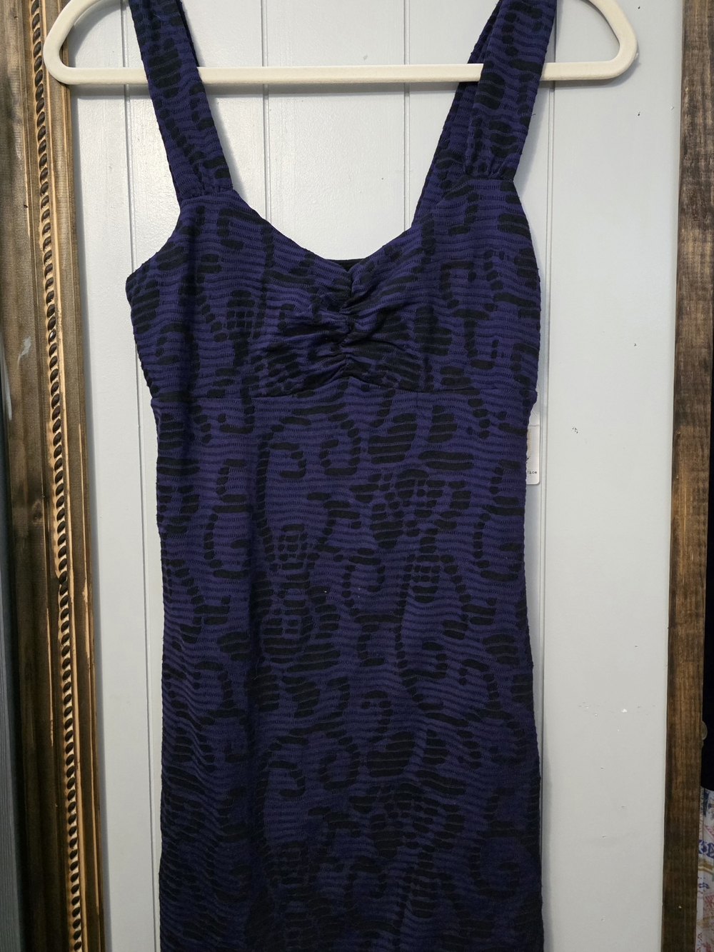 Free People Purple and Black Patterned Midi Dress
